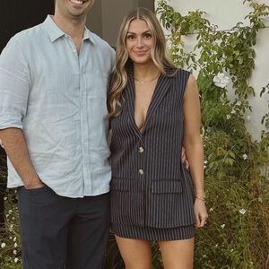 ALL THE WAYS Zoe skirt set in navy stripe size medium